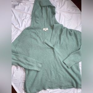 Aerie Cozy Up oversized waffle knit hooded sweater